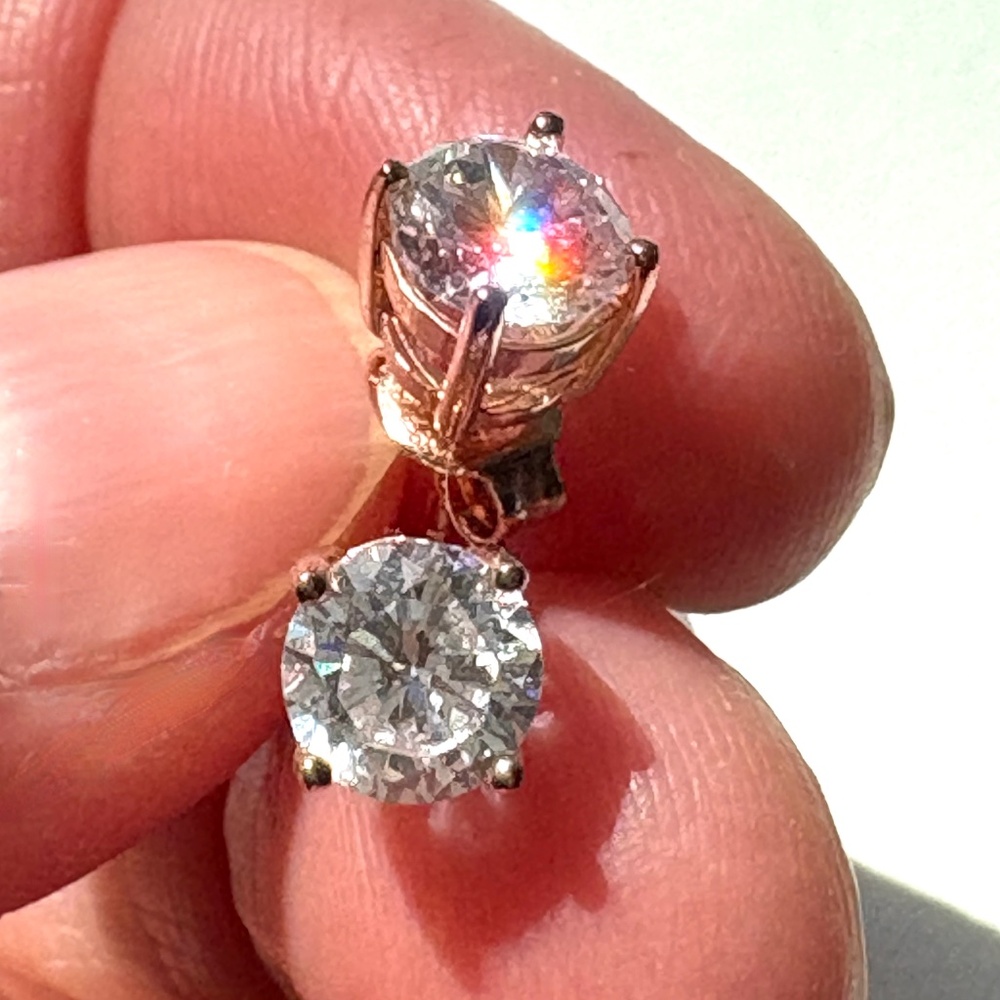 earrings CZ 6mm "diamond" studs rose gold over sterling silver NWOT stamped S925